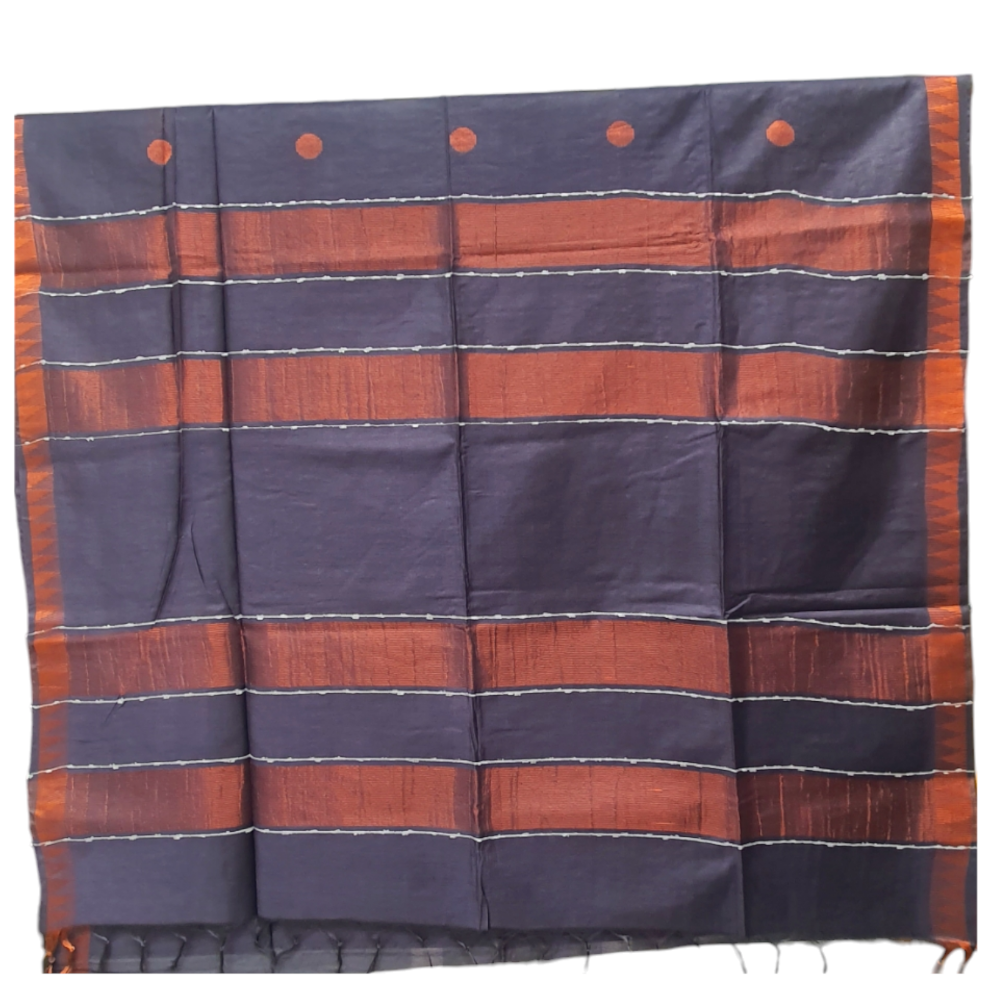Kota Silk Navy Blue color with copper zari buta wedding function party