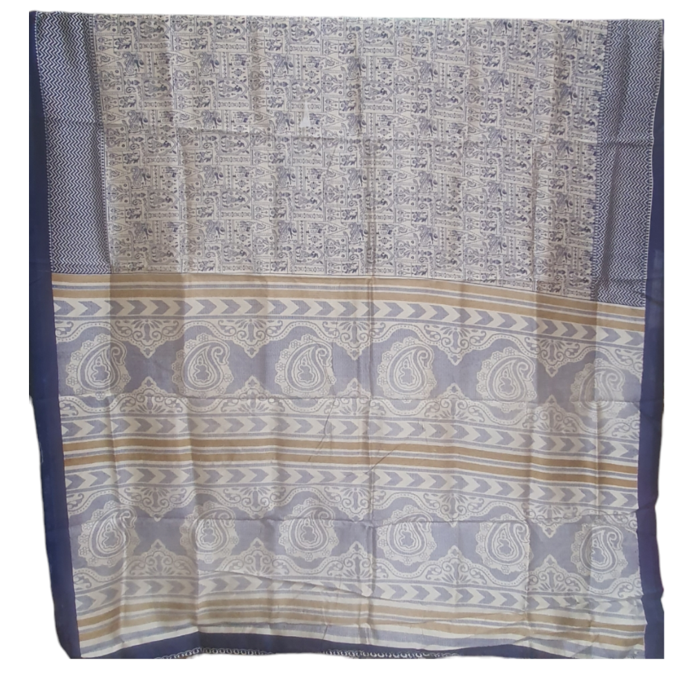 blue semi tussar saree