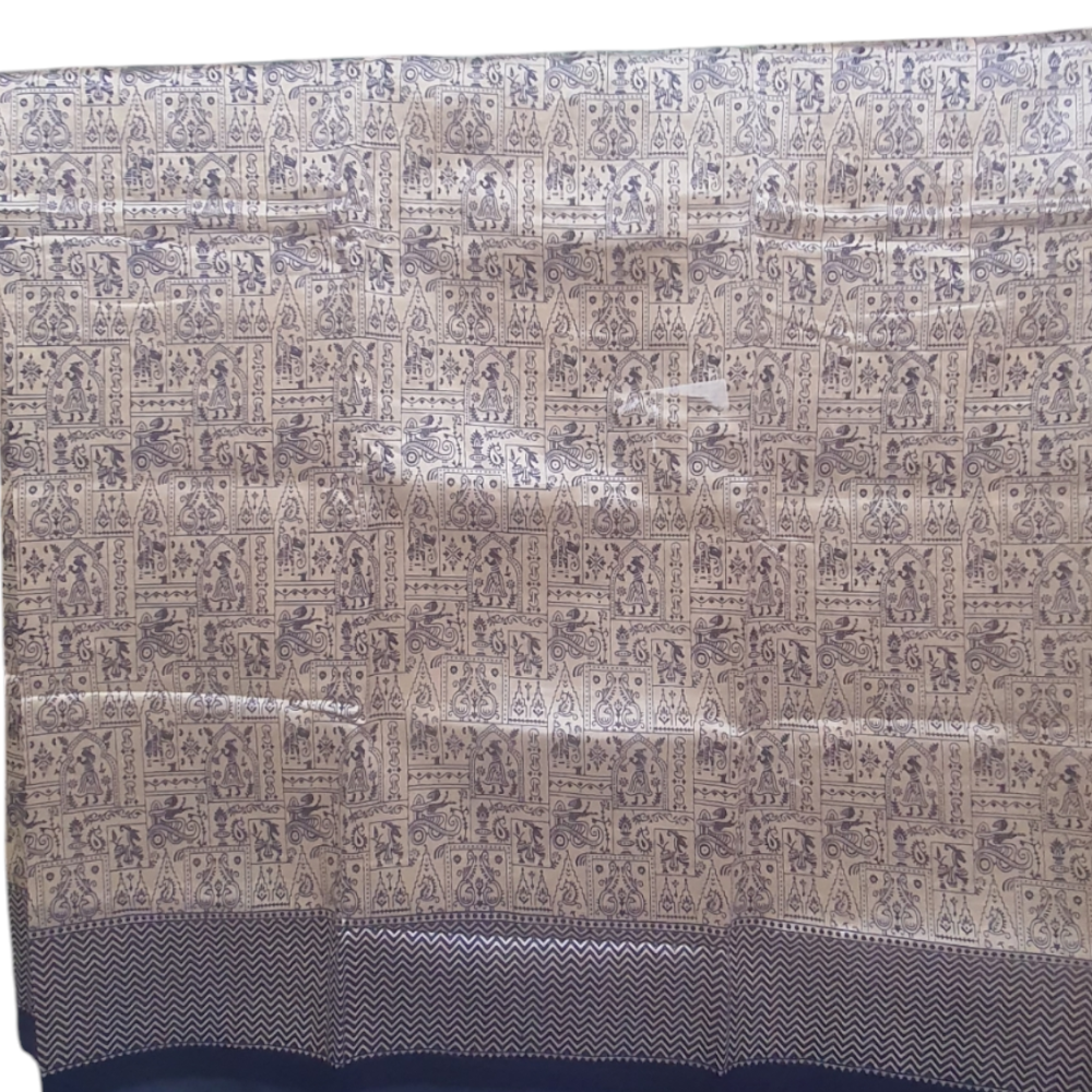blue semi tussar saree