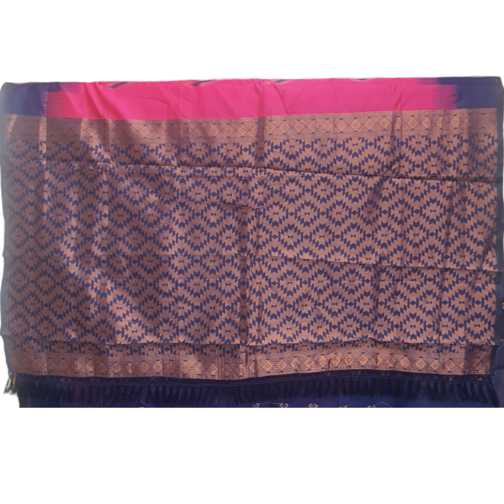 Pink ikkat saree