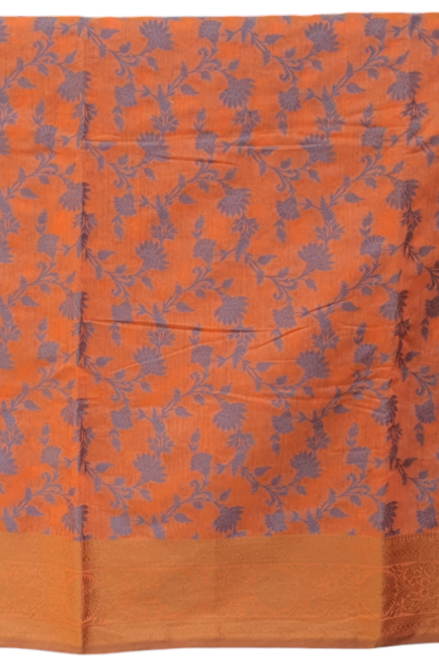 Peach Orange Sari Cotton Saree