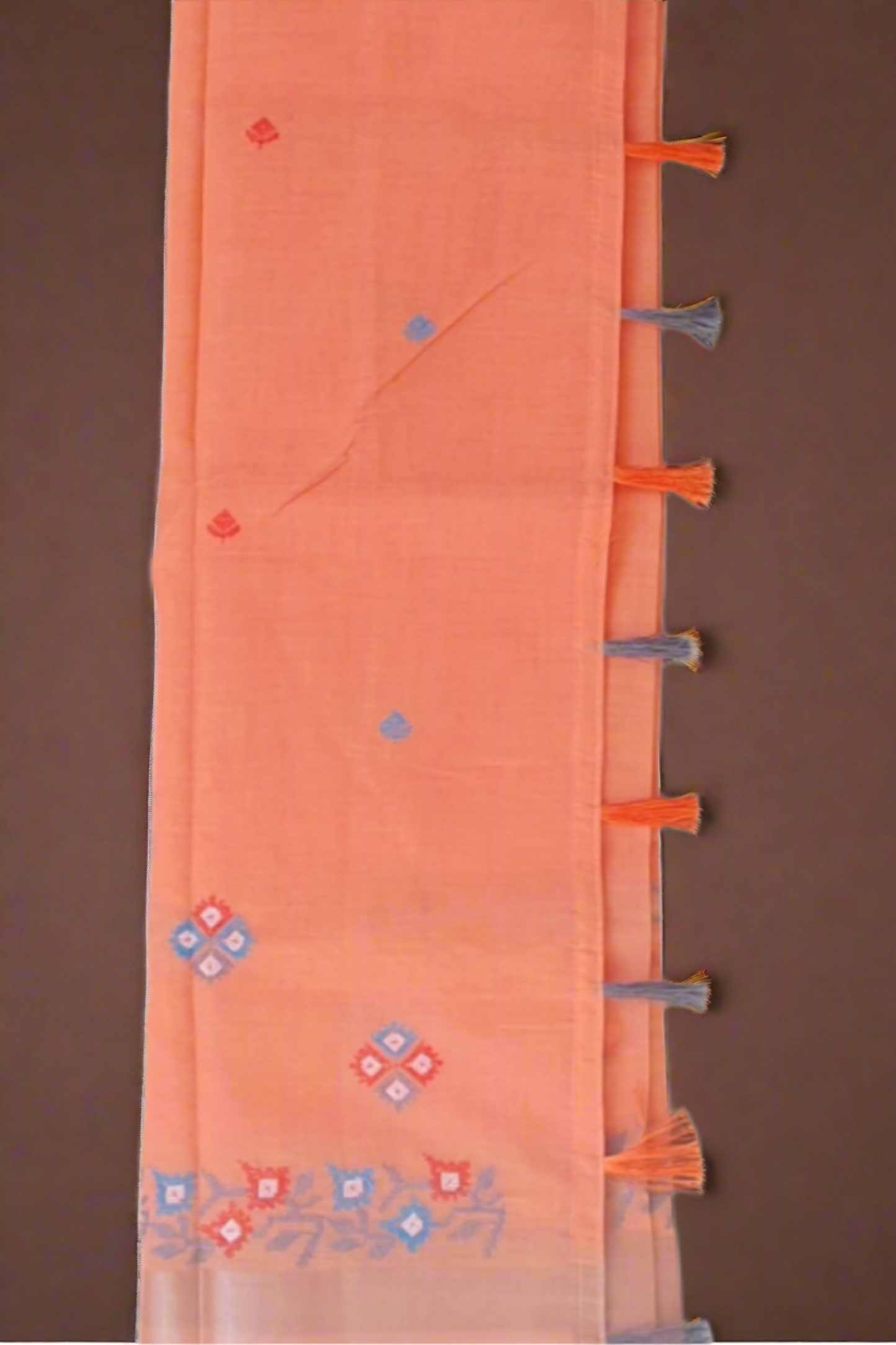 Light Peach Pink Sari Linen Saree