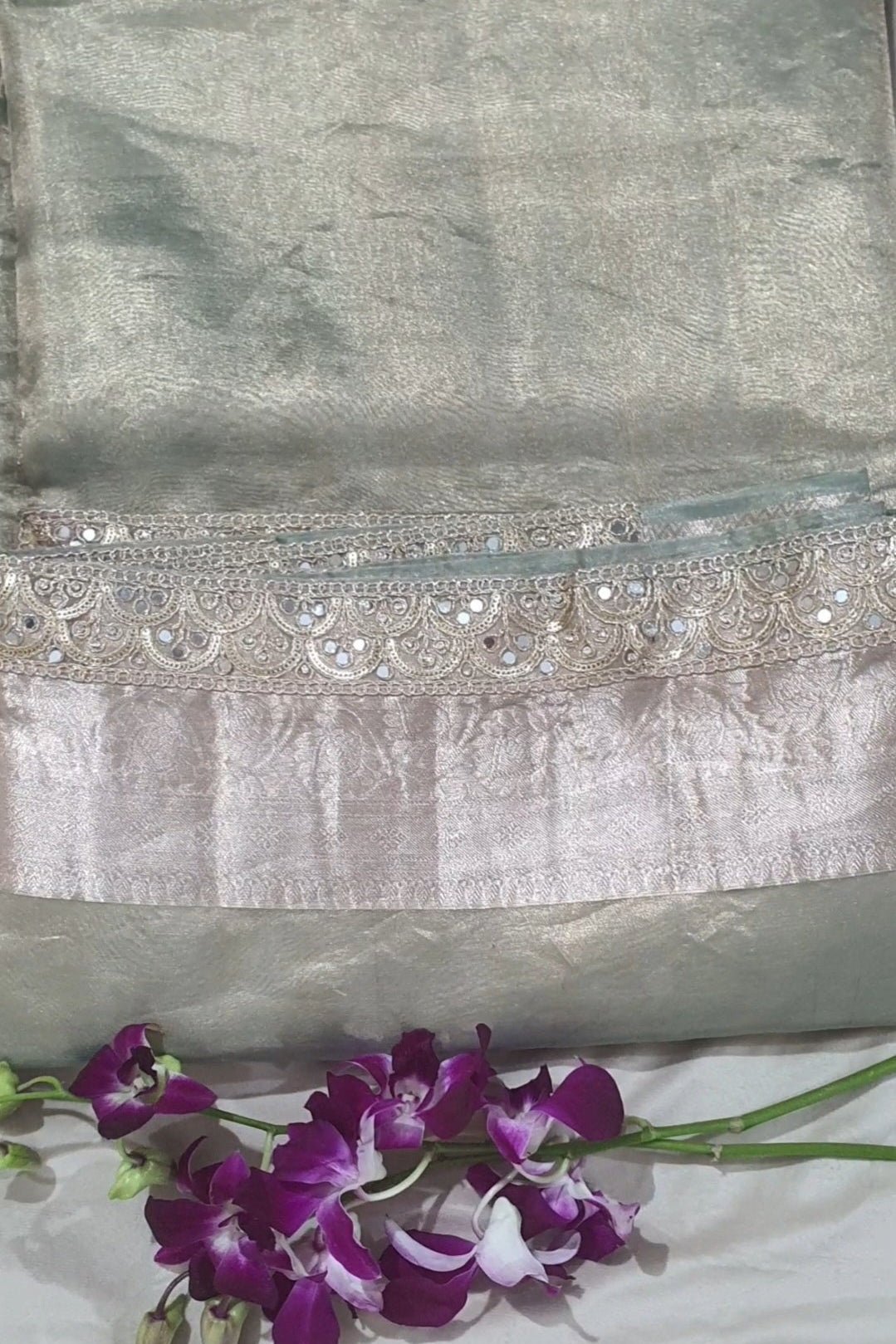 Pure Tissue Banarasi Light Mint Green saree