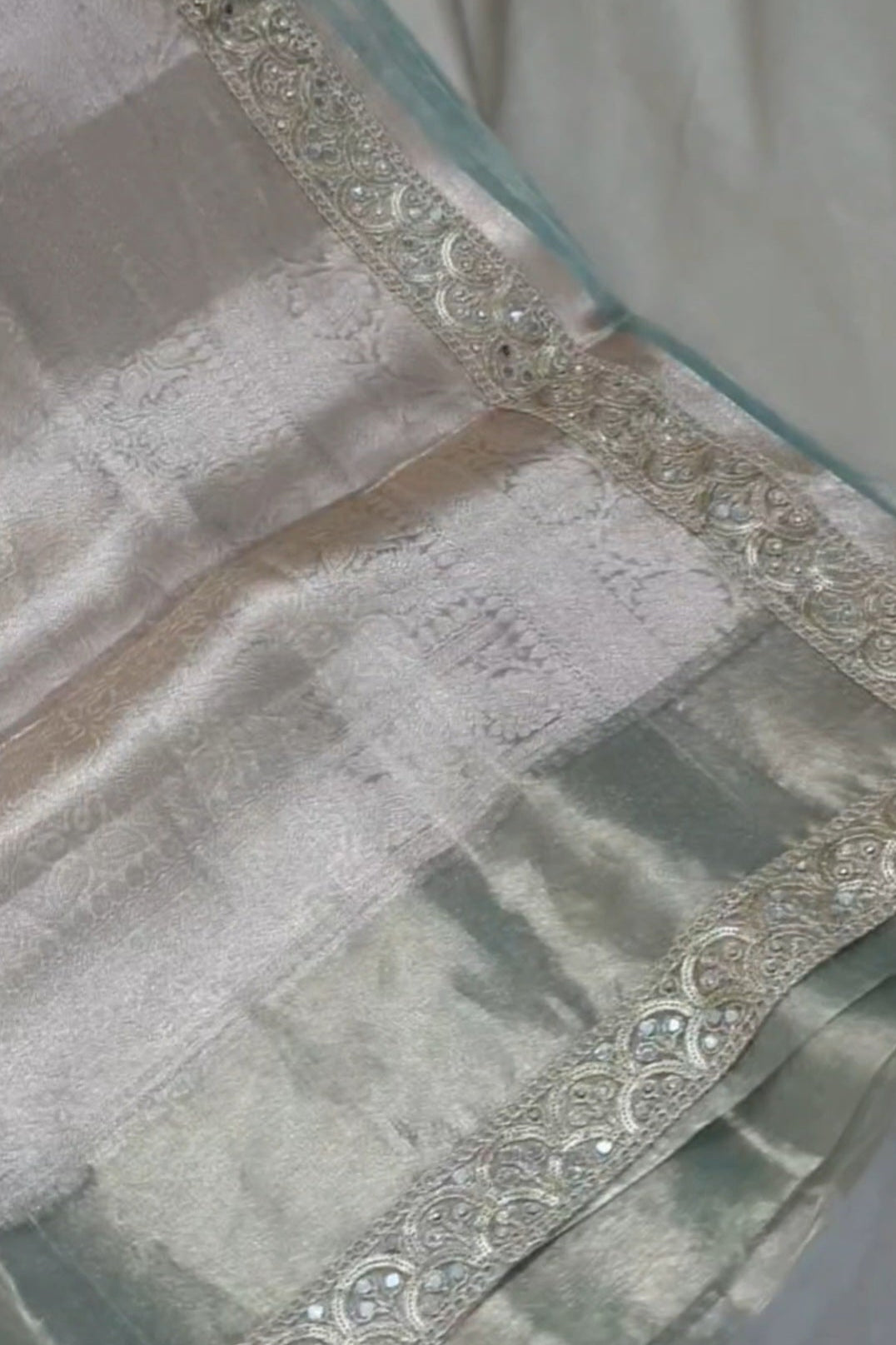 Pure Tissue Banarasi Light Mint Green saree