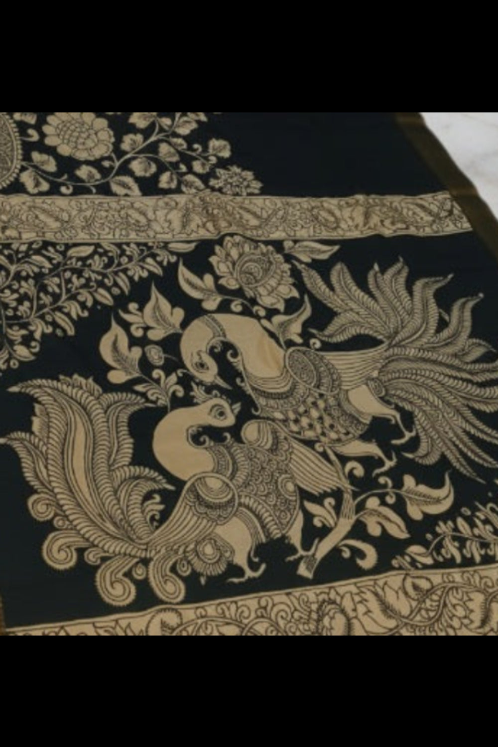 Pure nadpianted kalamkari saree