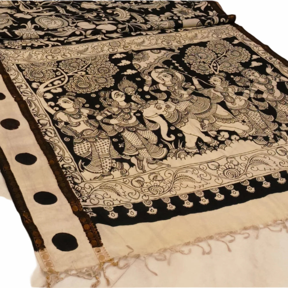 Pen hand painted kalamkari saree pure silk wedding party office party
