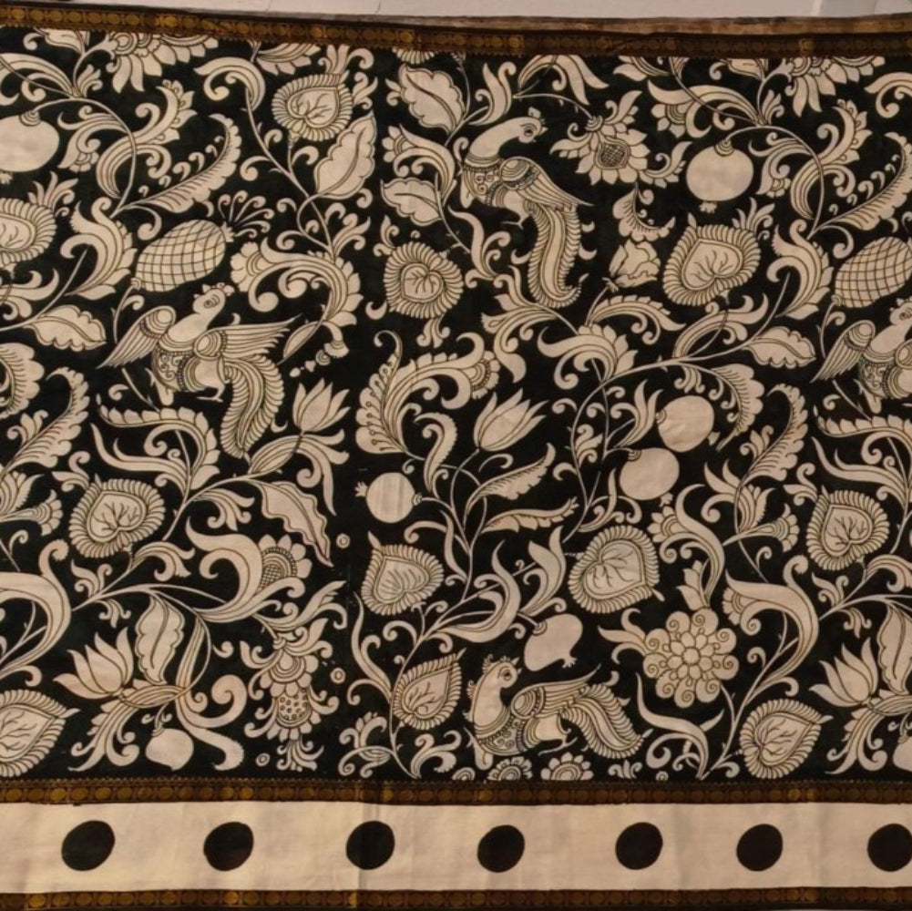Pen hand painted kalamkari saree pure silk wedding party office party