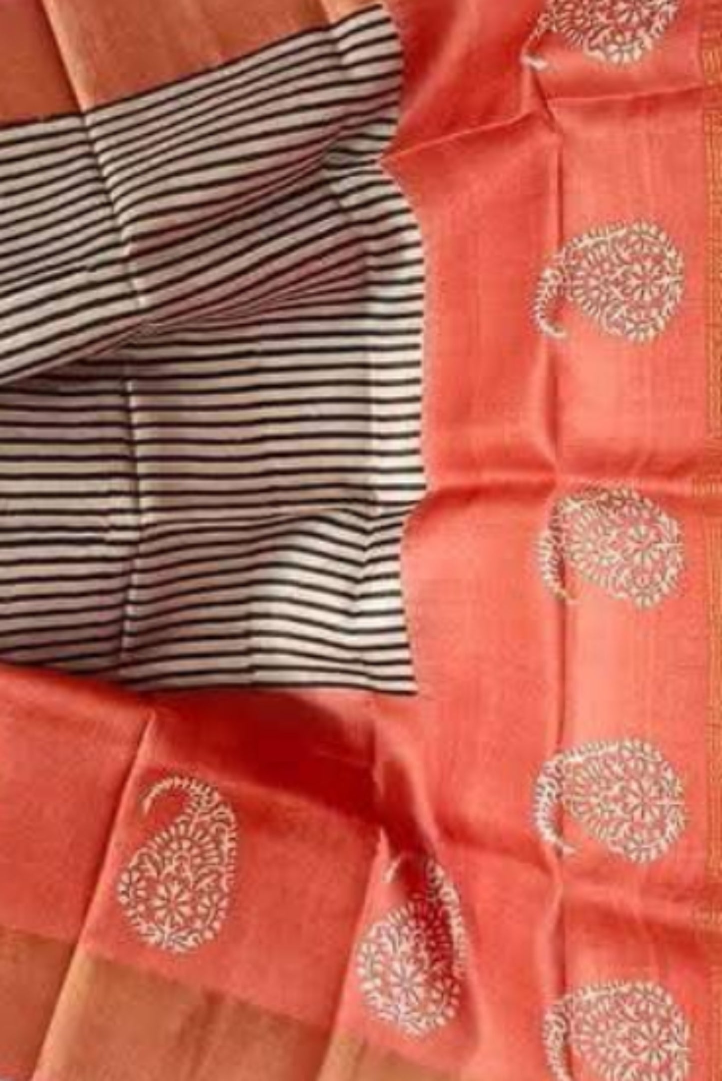 orange_black_strip_pure_handloom_tussare_saree