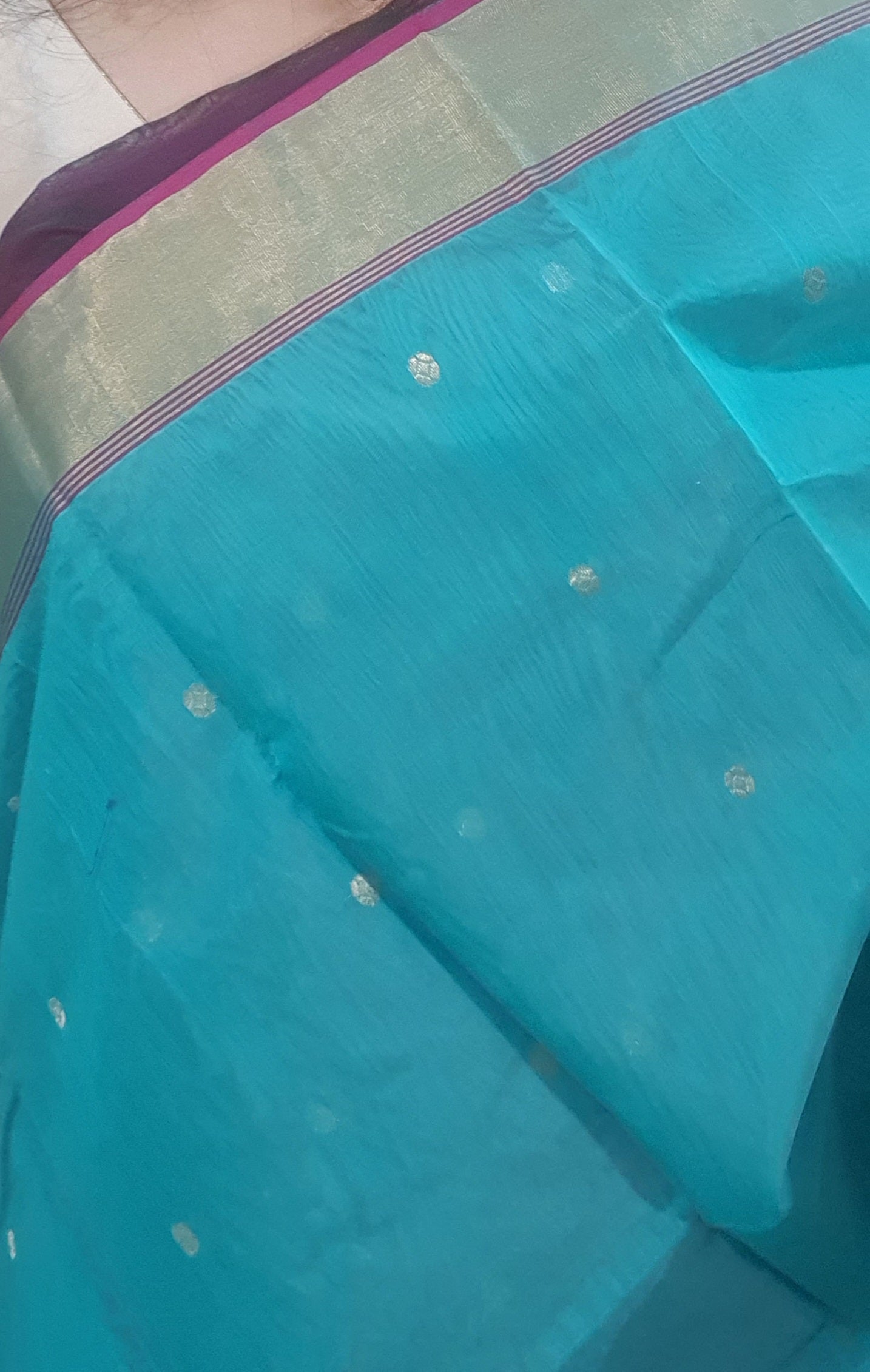 Rama Green Pure Chanderi Cotton Silk