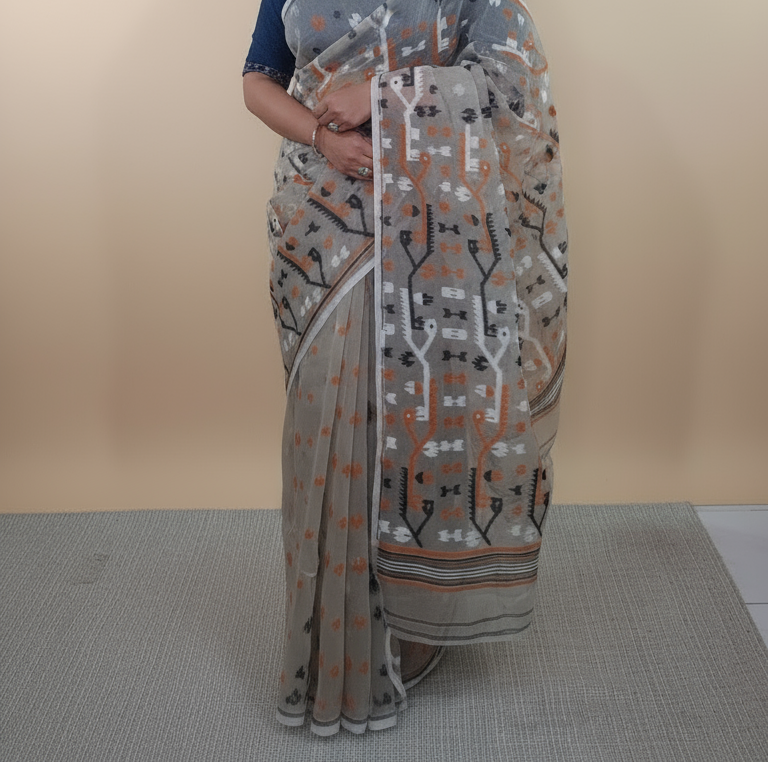 Beige Jamdani Cotton