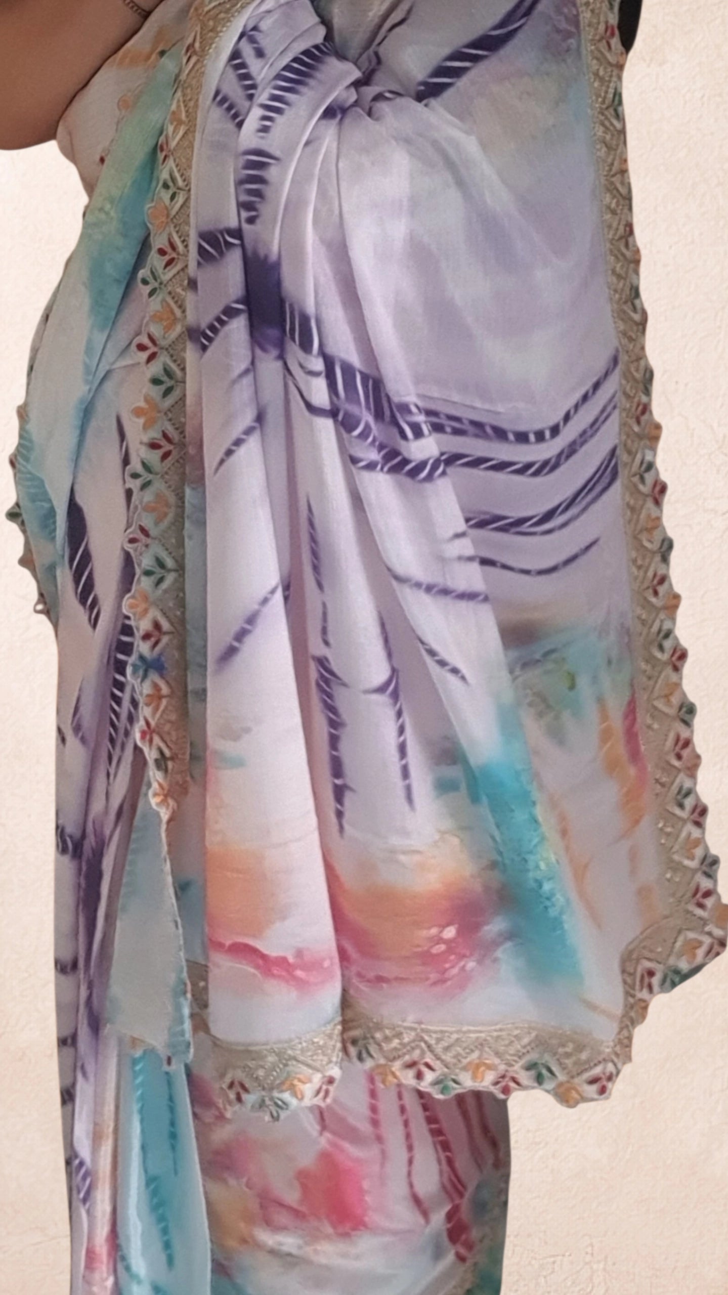 Multicolor Vibrant Shibori with lace