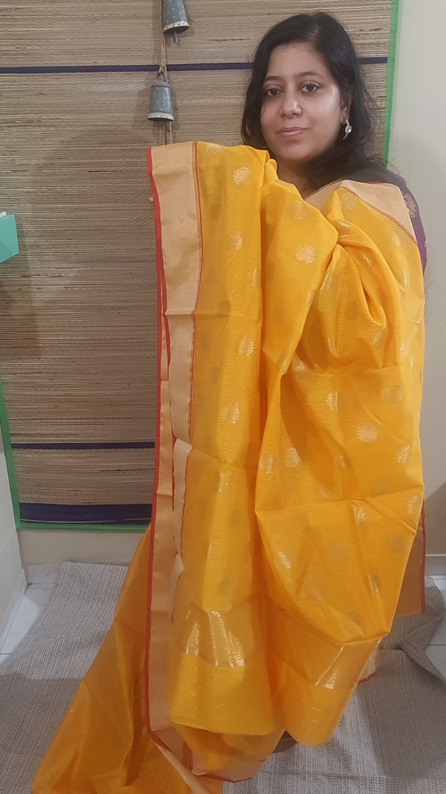 Haldi Yellow Pure Chanderi Cotton Silk