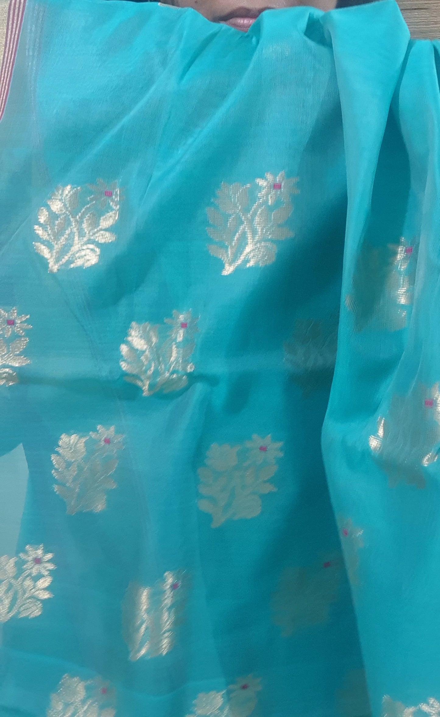 Rama Green Pure Chanderi Cotton Silk