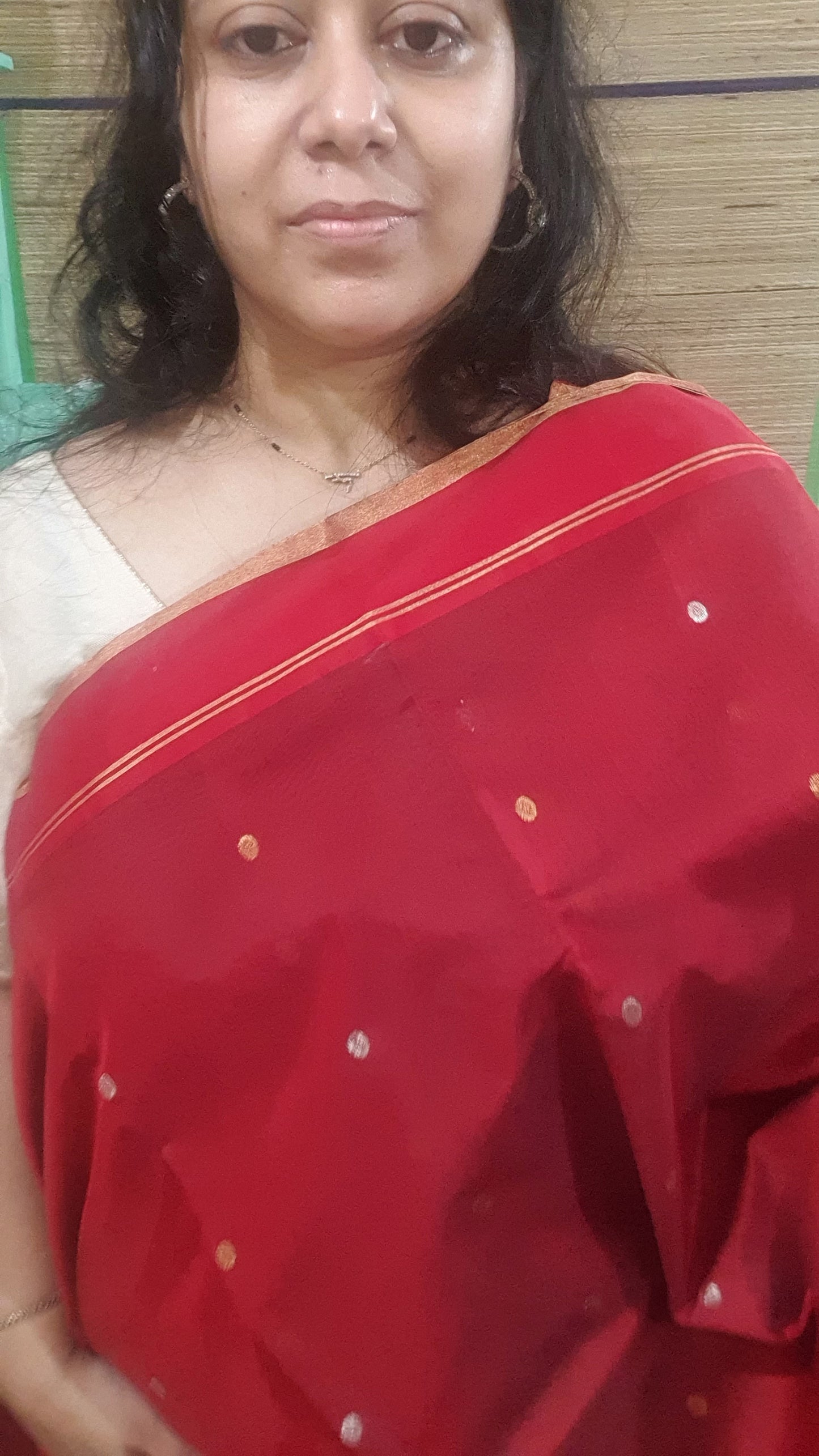 Deep Maroon Red Pure Chanderi Cotton Silk