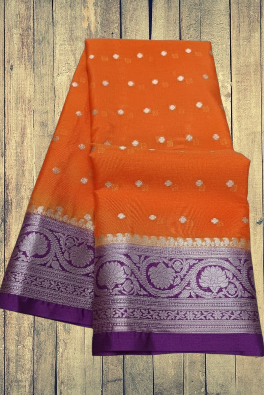 Heena Gehani Orange soft warm katan saree
