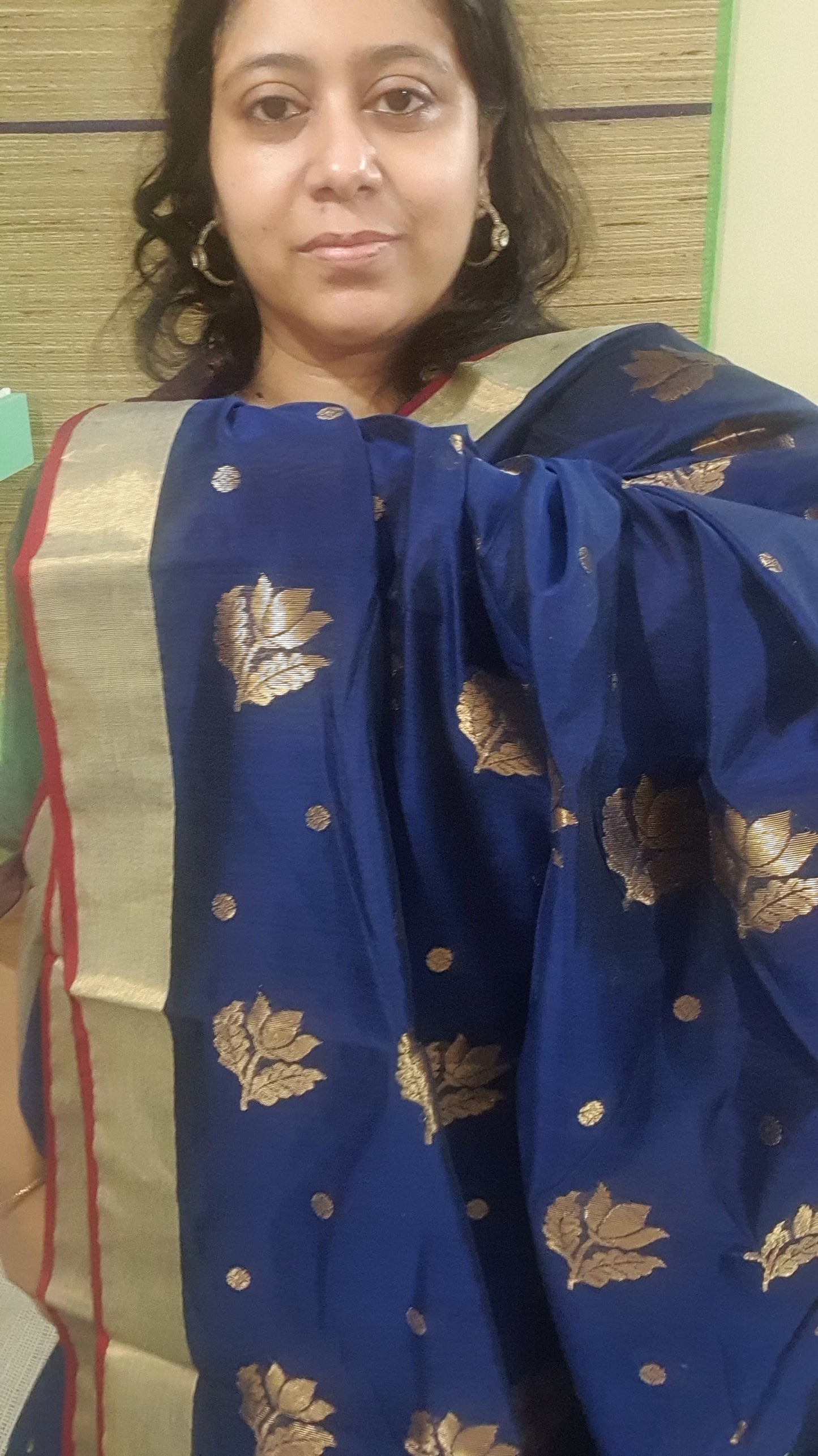 Deep Blue Pure Chanderi Cotton Silk