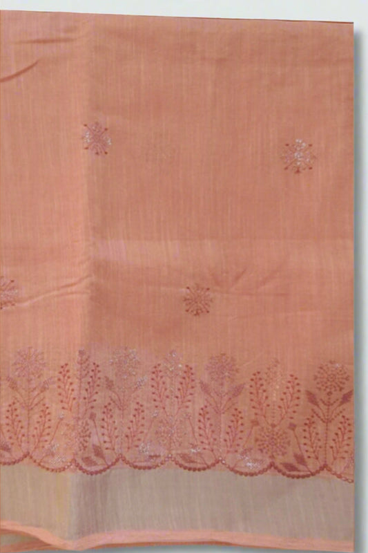 Light Blush Pink Linen saree comfortable easy to carry light weight