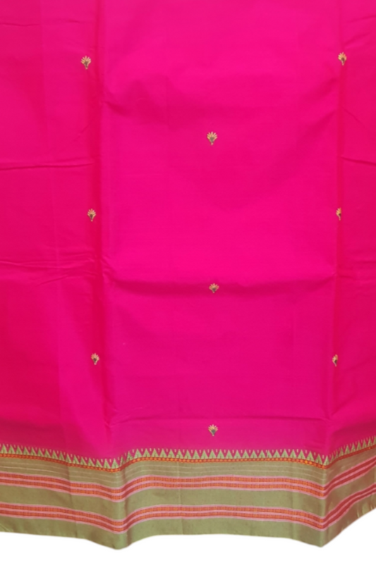 Rani Pink Cotton Saree Ilkal Sari traditional