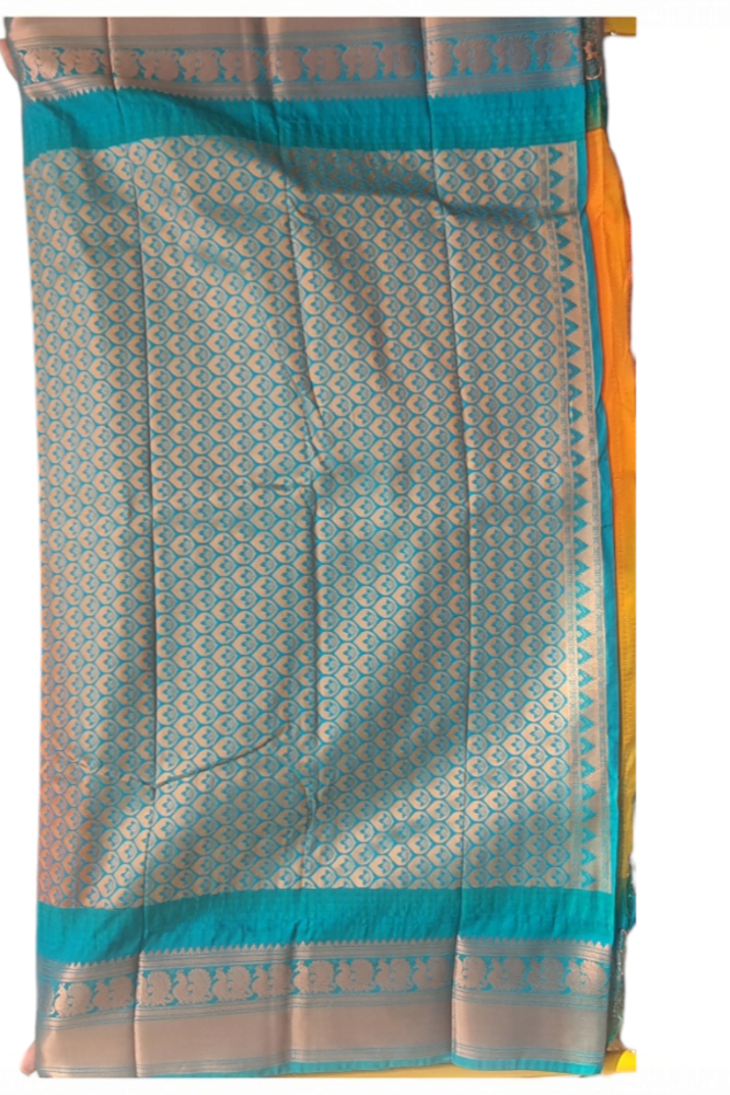 Orange Pure kanjiwaram silk saree