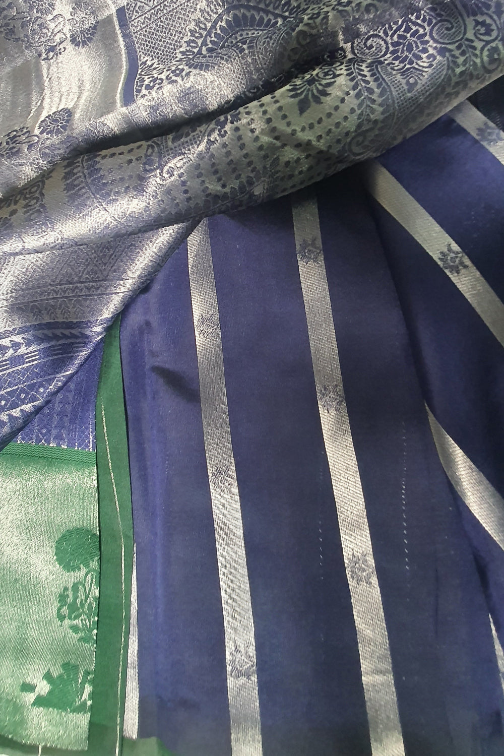 bottle green saree
