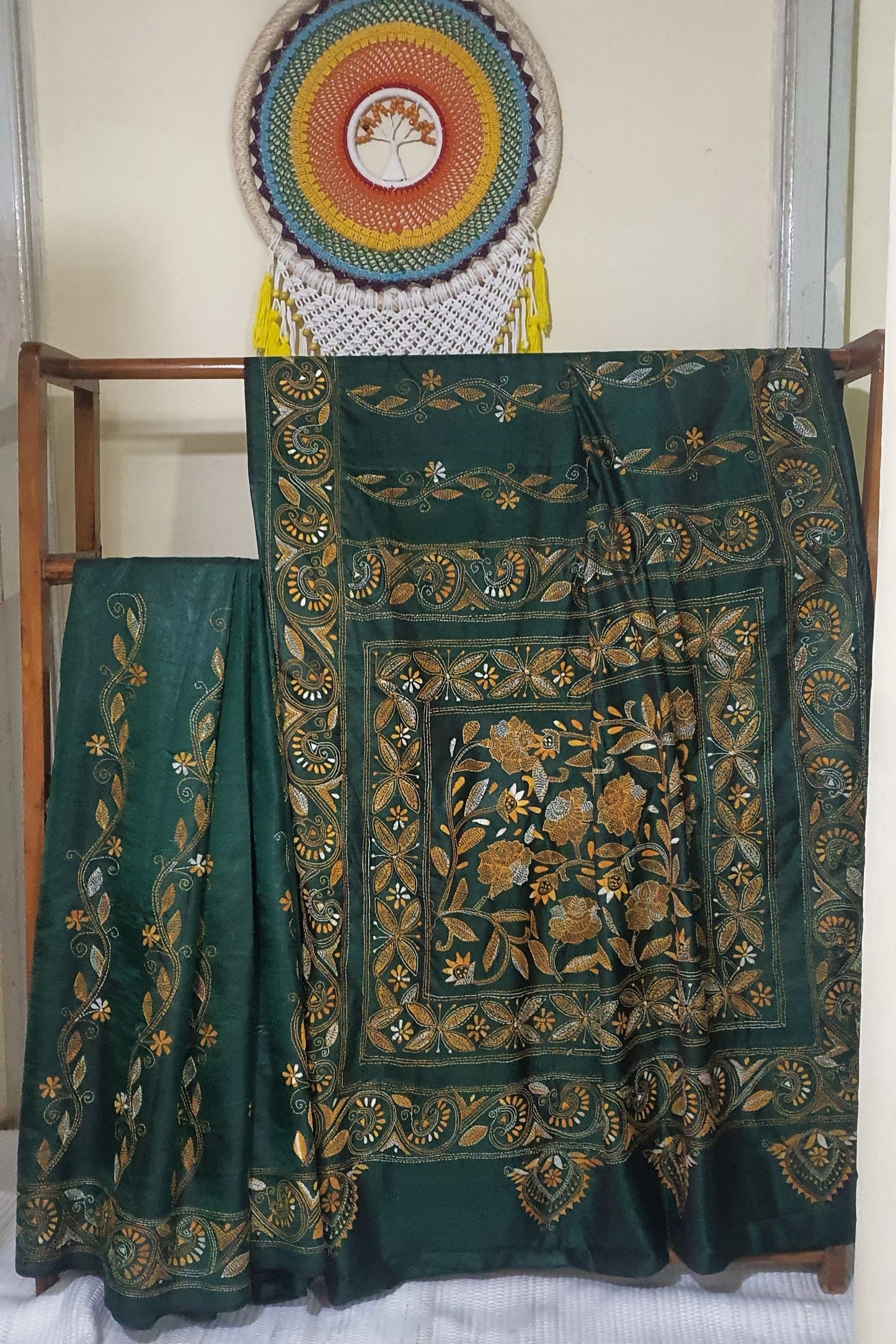 Green Kantha Silk