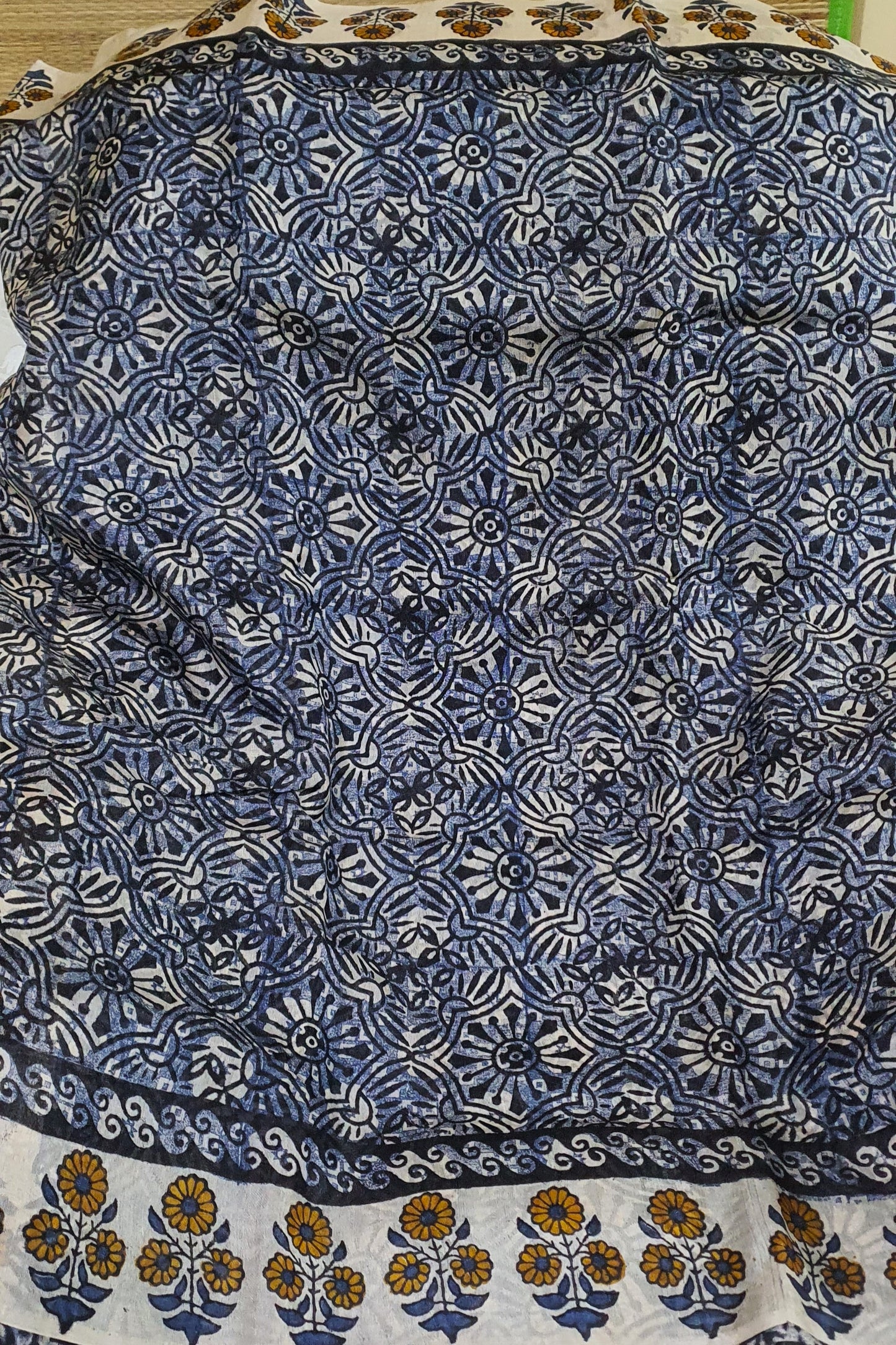 Navy Blue Fine Tussar Saree
