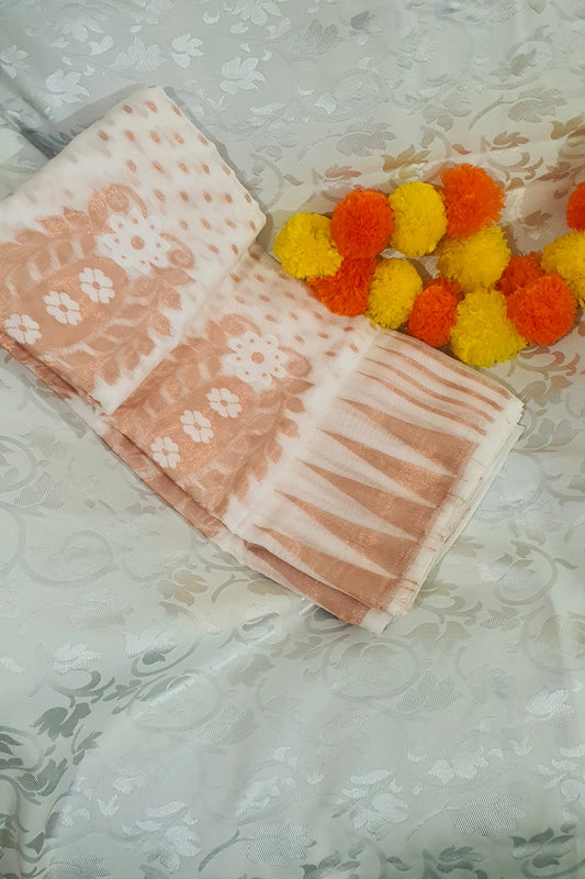 cotton mix  jamdani saree