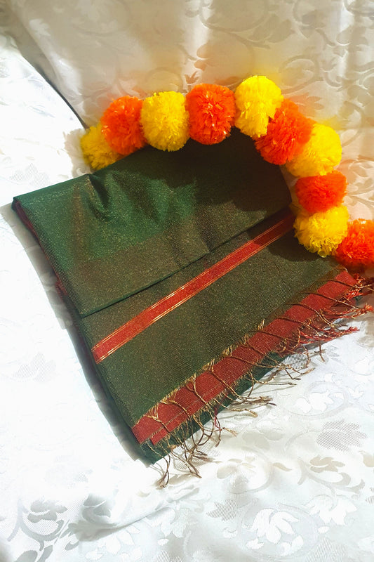 Bottle Green Maheshwari Tissue