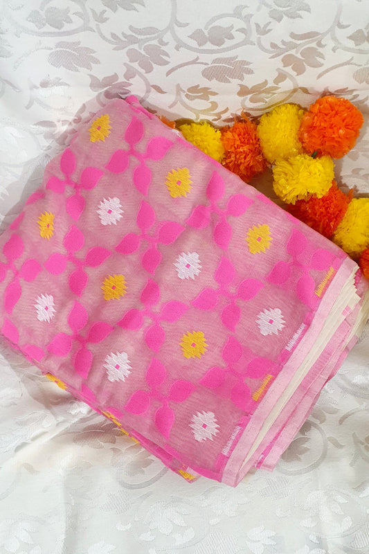 Neon Pink Jamdani Cotton