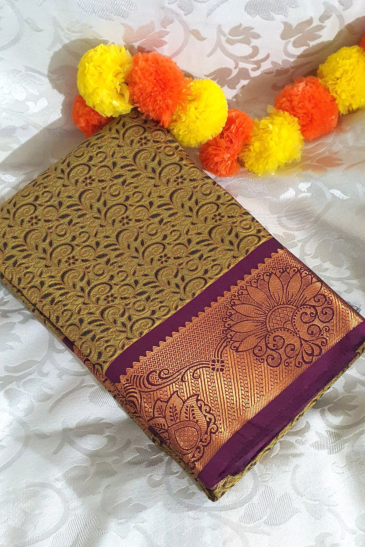 Mustard Yellow Sari Pure Kanjivaram Silk Saree
