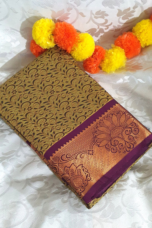Mustard Yellow Sari Pure Kanjivaram Silk Saree