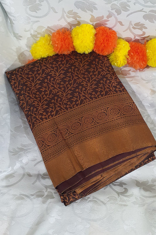 Coffee Kanjivaram Silk Saree