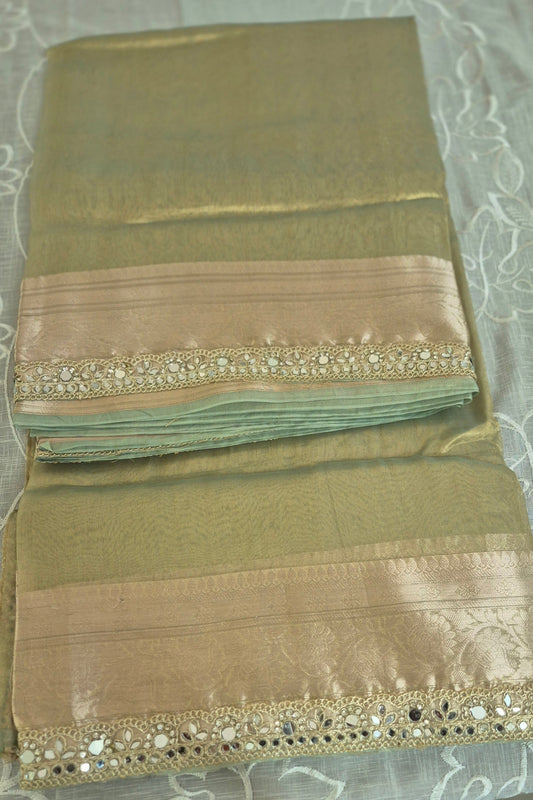 Mint Green Pure Banarasi Tissue Saree | Custom Made