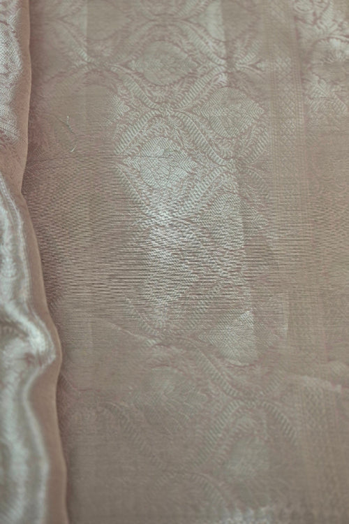 Rose Pink Pure Banarasi Tissue Saree with Silk mark