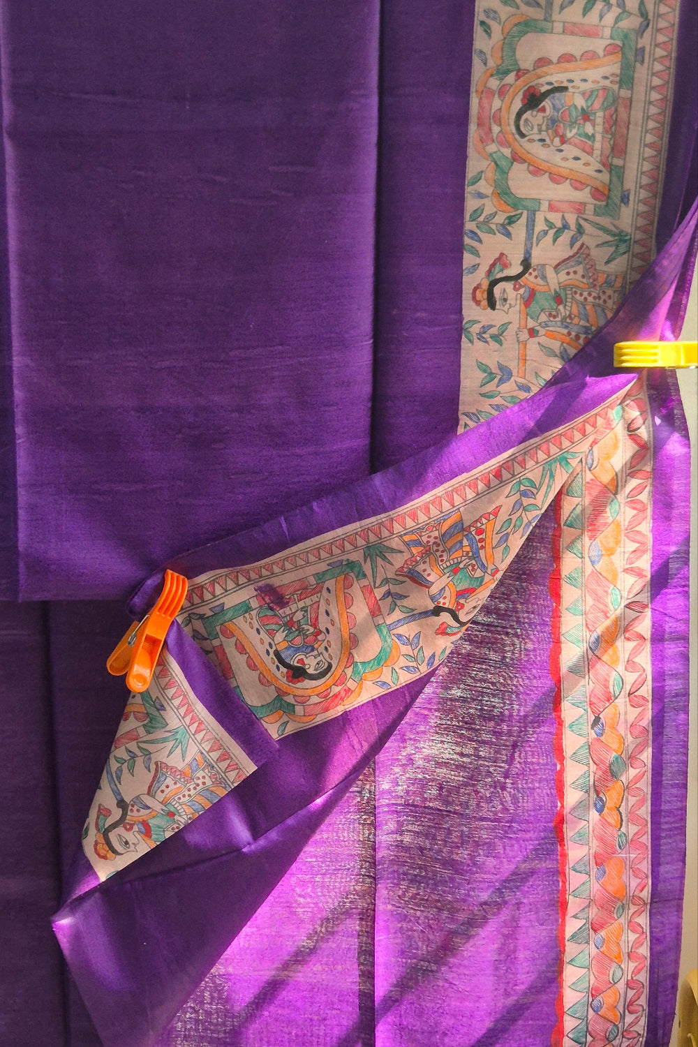 Violet Pure Handloom Tussar Silk Saree