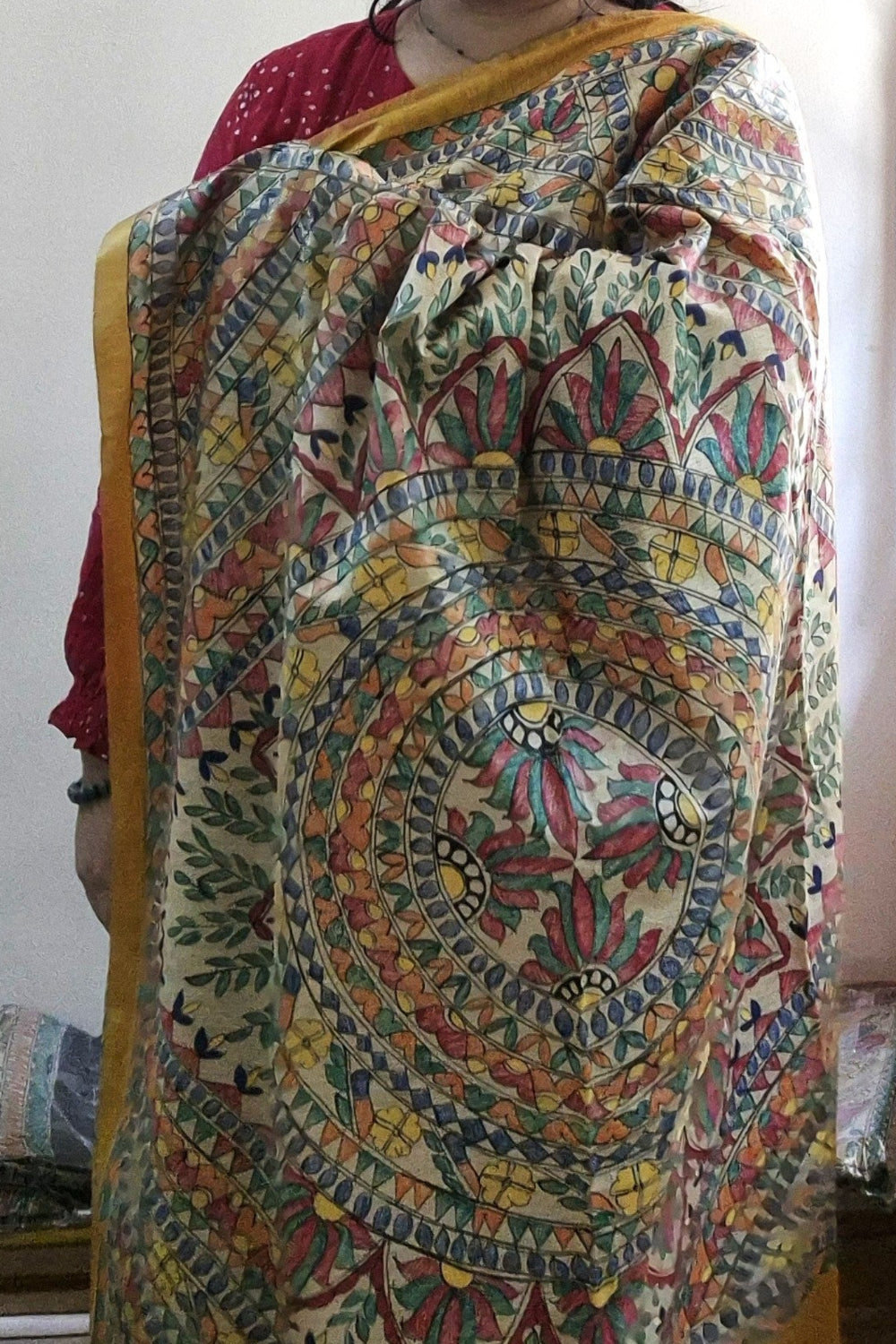 Yellow Pure Handloom Tussar Silk Saree