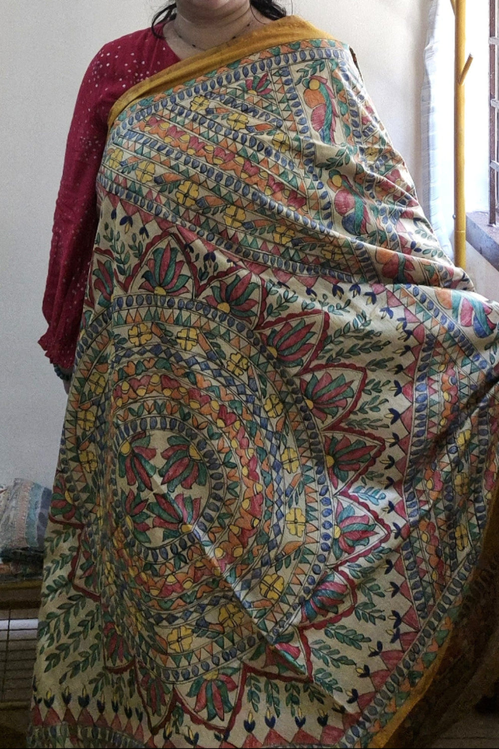 Yellow Pure Handloom Tussar Silk Saree
