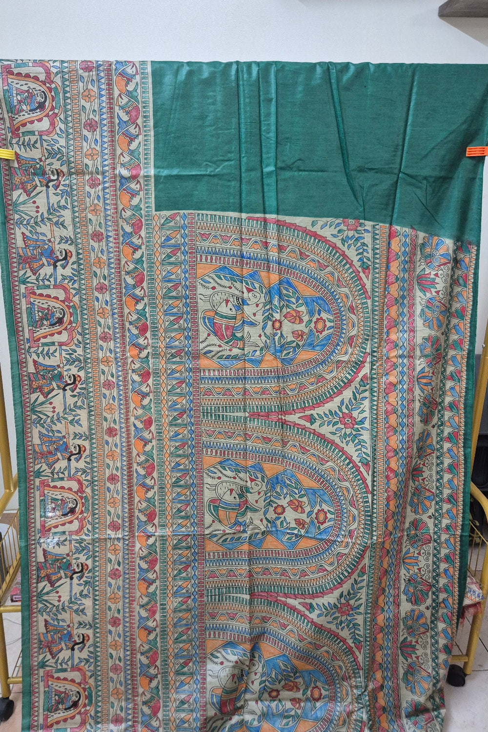 Dark Green Pure Handloom Tussar Silk Saree