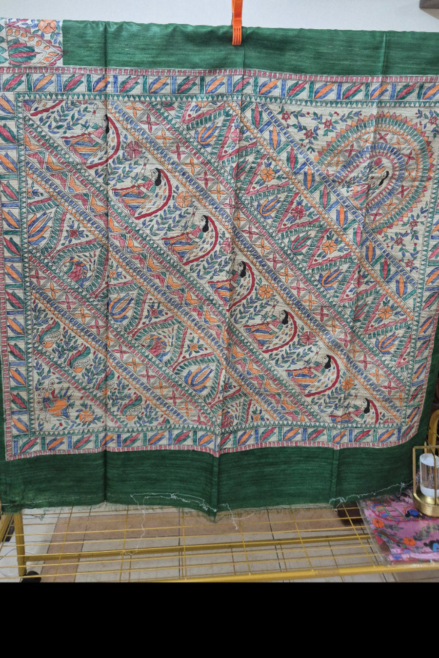Green Pure Handloom Tussar Silk Saree