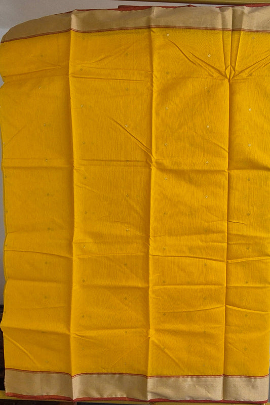 Haldi Yellow Pure Chanderi Cotton Silk