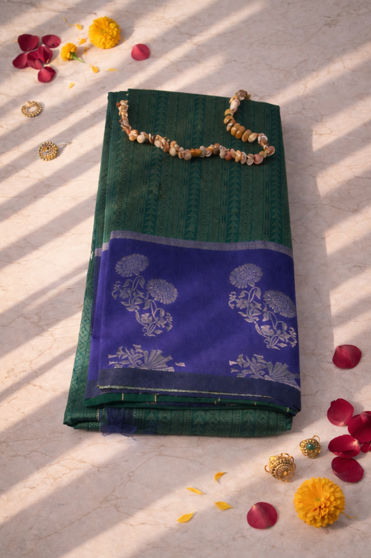 Bottle Green Soft Silk Saree
