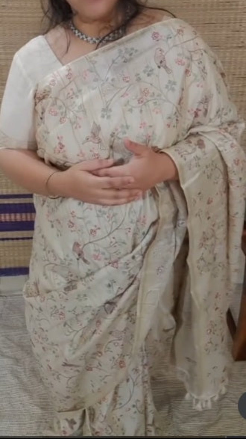 Embroidered Tussar Saree