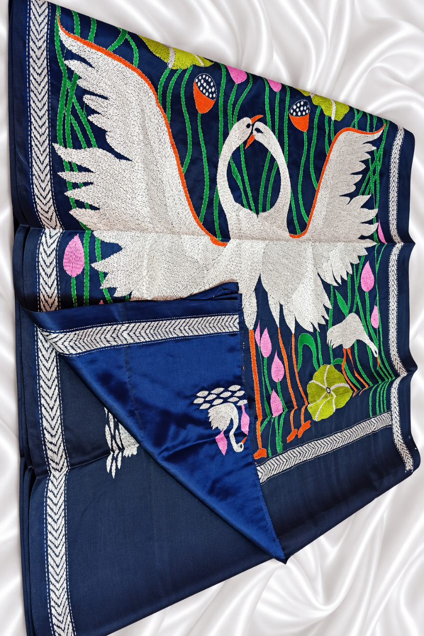 Exclusive bird design pure handmade saree1