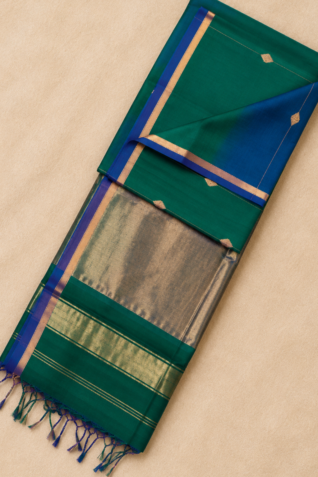 Green Blue DUal Tone Light weight saree_2