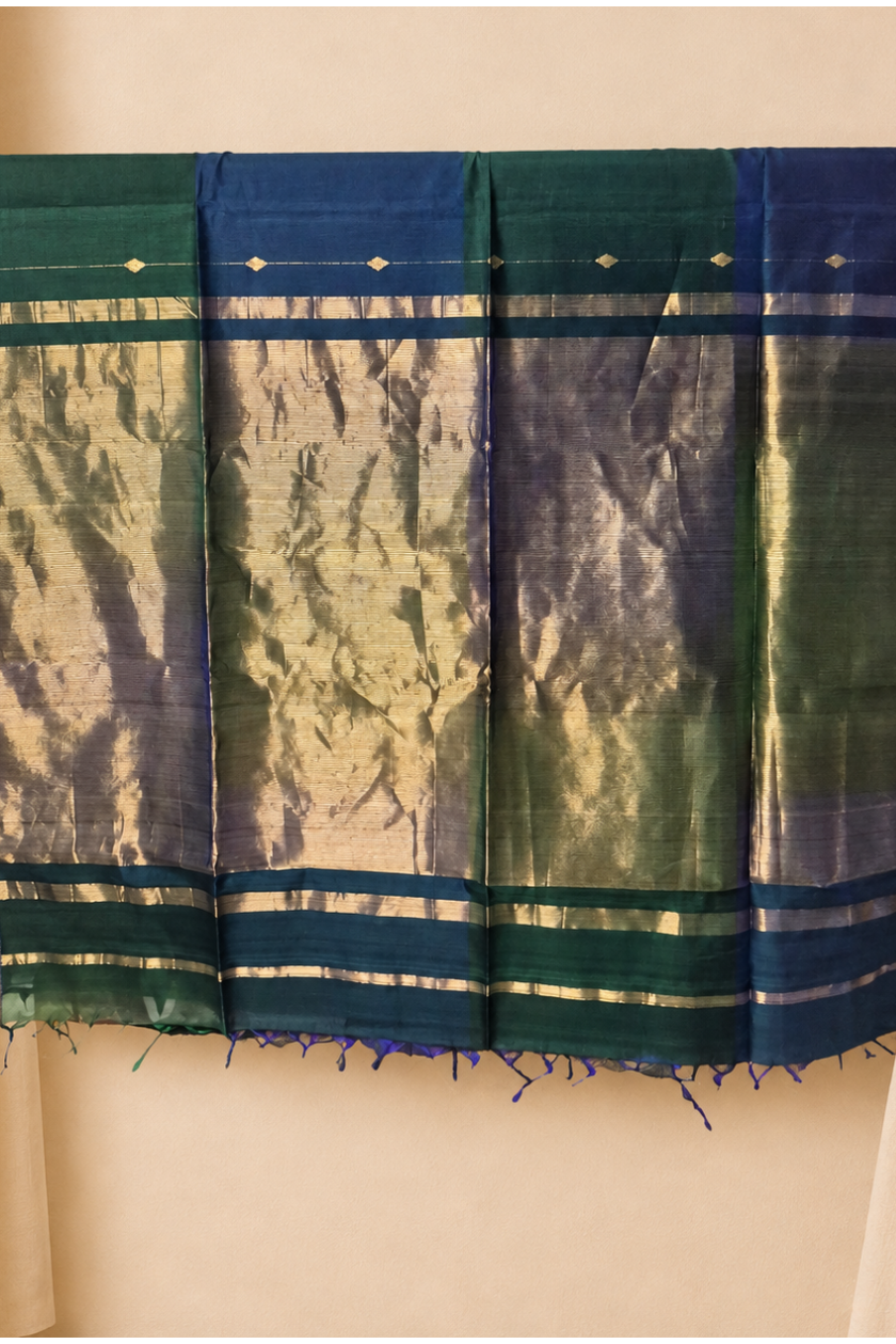 Green Blue DUal Tone Light weight saree_3