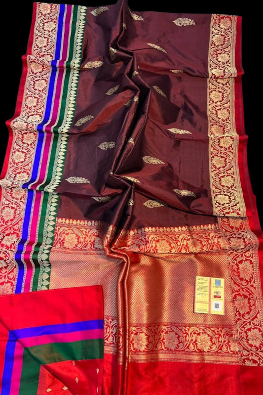 Maroon Pure Katan Banarasi