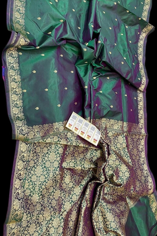 Green Dualtone Pure Banarasi
