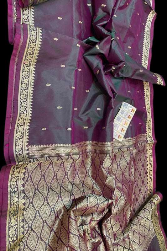 Purplegreen Dualtone Pure Banarasi