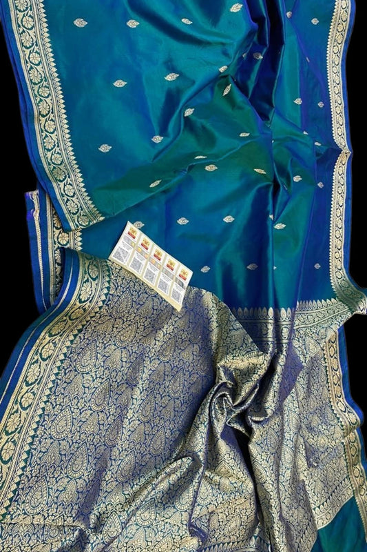 Blue Dual tone Pure banarasi
