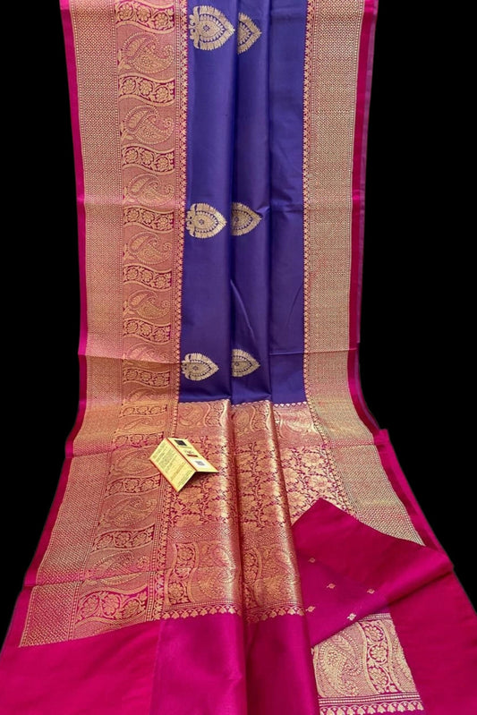 Royal Blue Katan Banarasi Saree